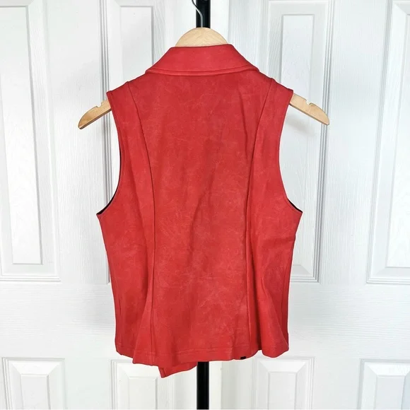 Krisa Crushed Moto Vest in Lipstick - Picture 6 of 8